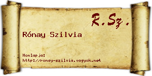 Rónay Szilvia névjegykártya